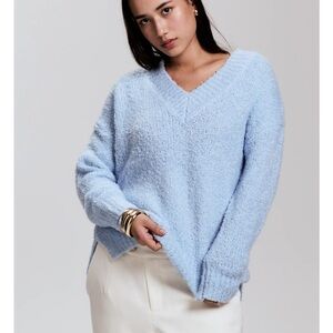 All For Mimi Light Blue V-Neck Sweater. Size S. NWT.